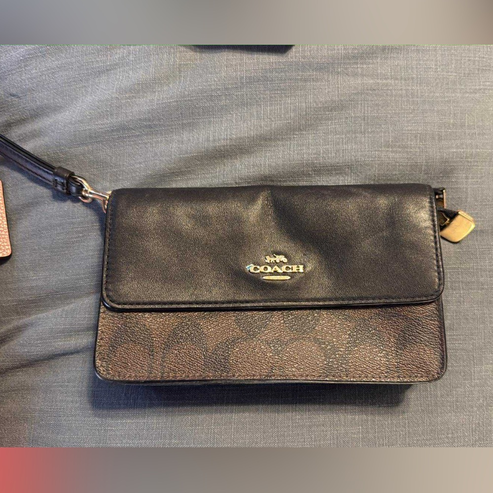 Coach Black and Brown Signature Wallet
